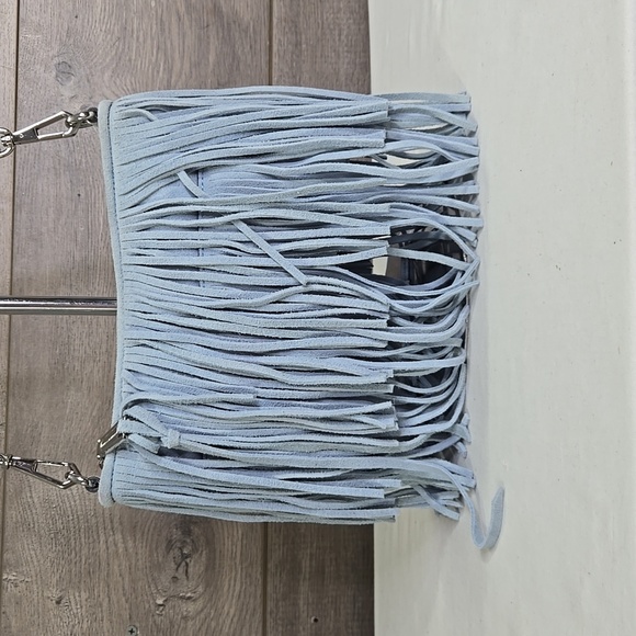 Rebecca Minkoff Stylish Blue Fringe Suede Leather Crossbody Shoulder Bag - Picture 5 of 14